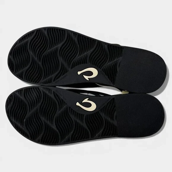 OluKai 'Aka Women's Flip-Flop Sandals Black Sz 11B Comfort Beach Shoes 20509-404 - Picture 6 of 8